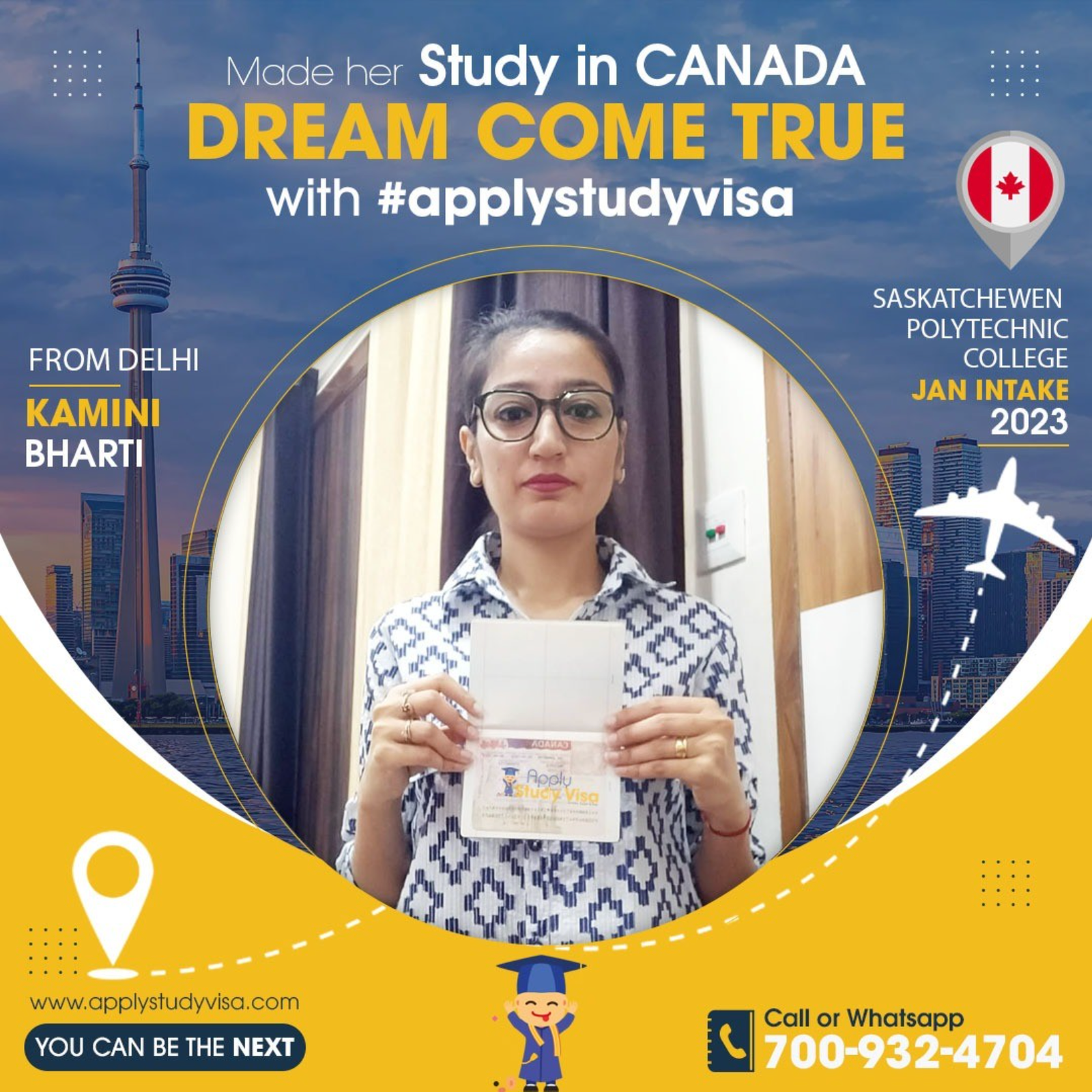 Kamini Bharti — visa approved