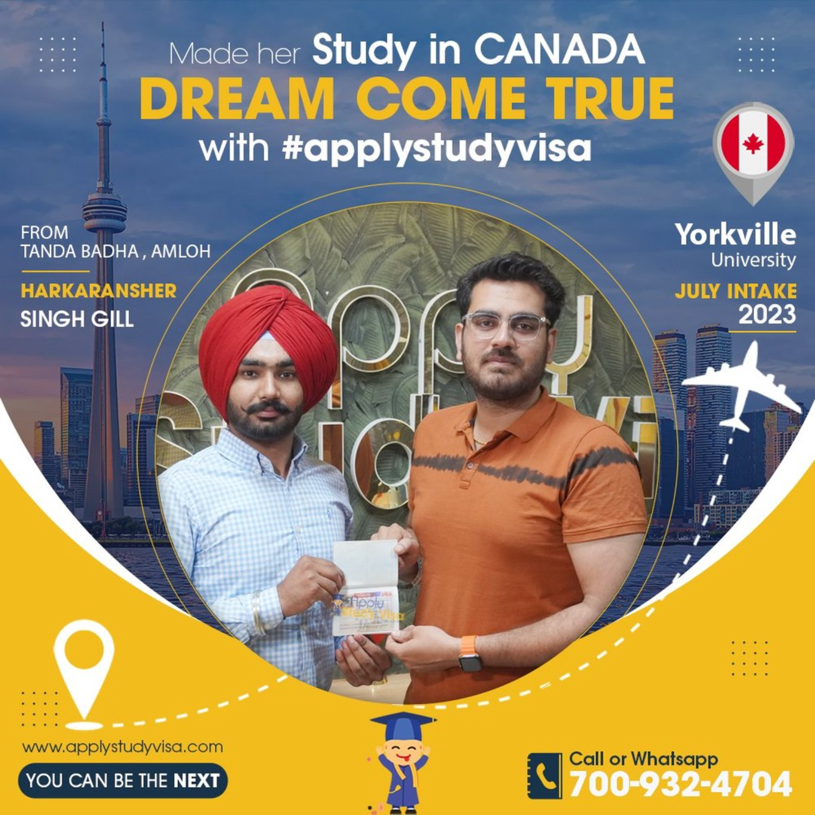 Harkaransher Singh Gill — visa approved